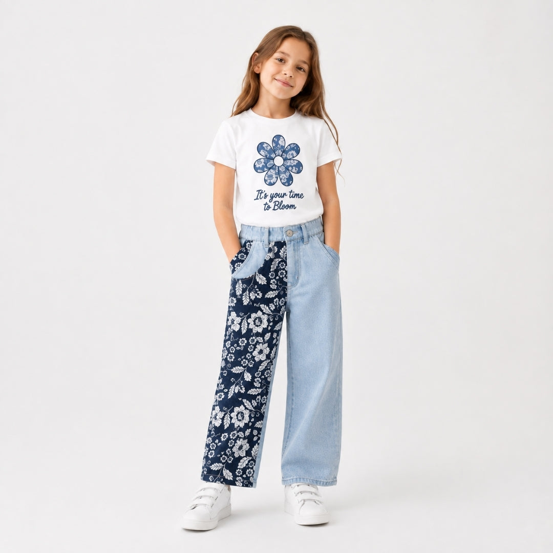 Vitamins Girls Denim Pant Ice Blue
