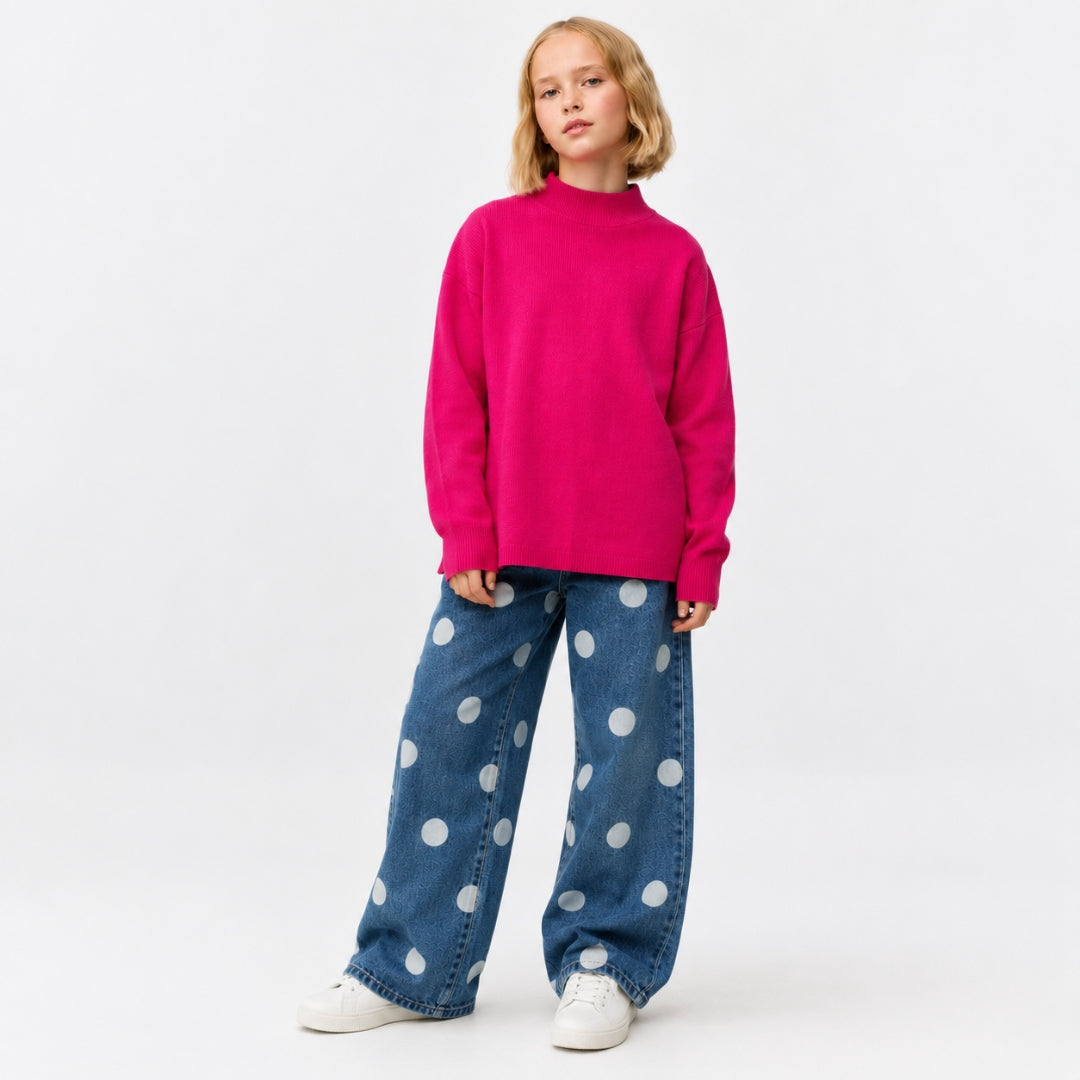 Vitamins Girls Dx Blue Pant Wide Leg Denim Pant
