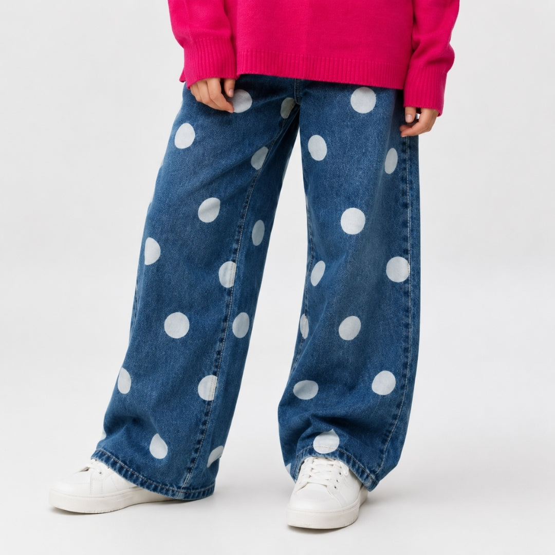 Vitamins Girls Dx Blue Pant Wide Leg Denim Pant