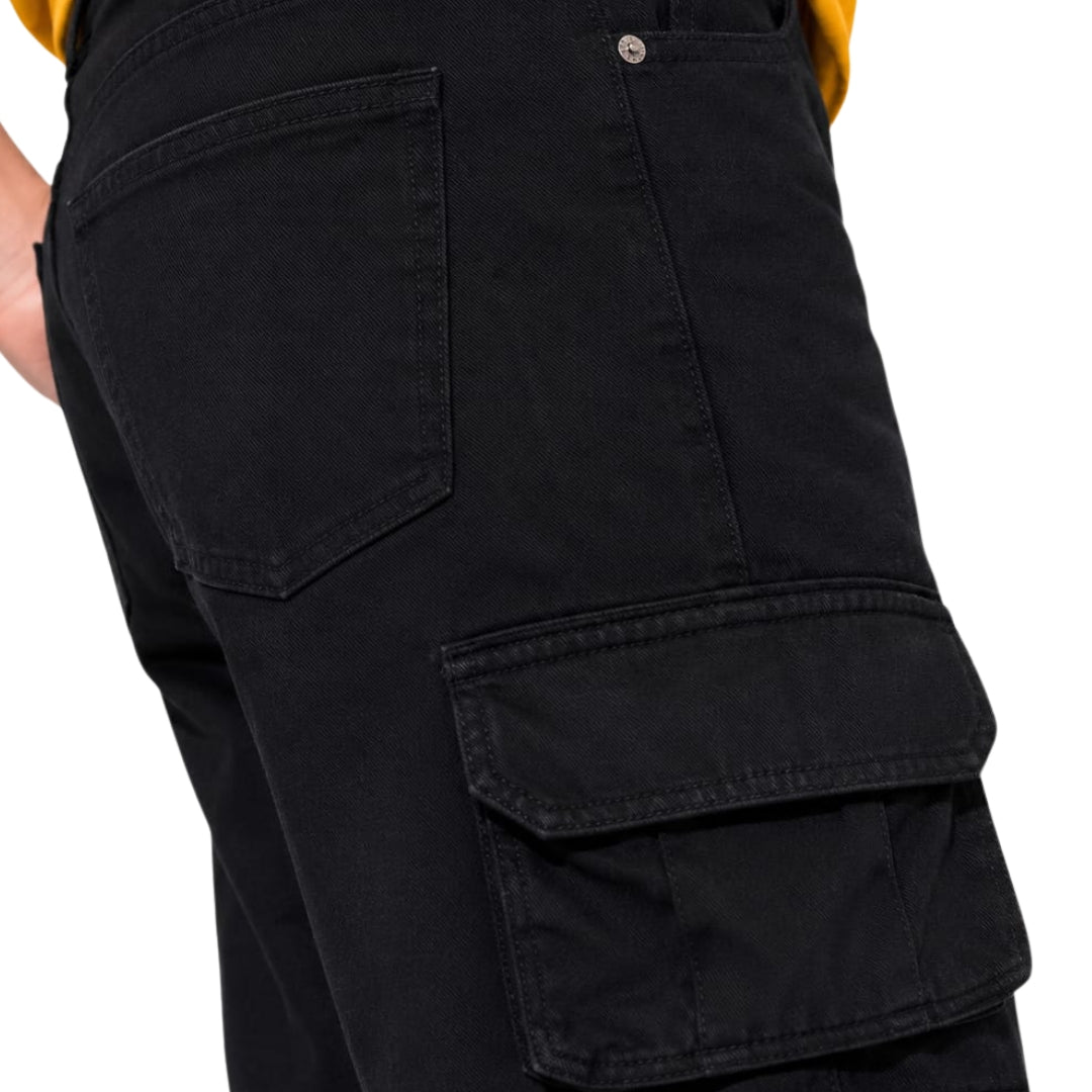 Cargo Fit Denim Pants for Girls Black