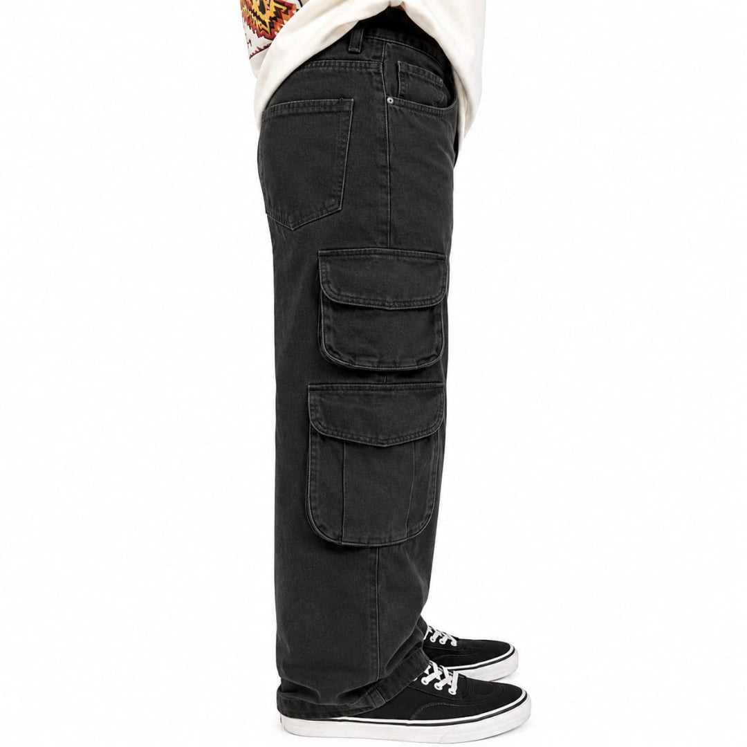 Forest Green Cargo Fit Denim Pants for Girls