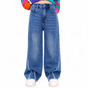DX Blue Wide Leg Denim Pants for Girls