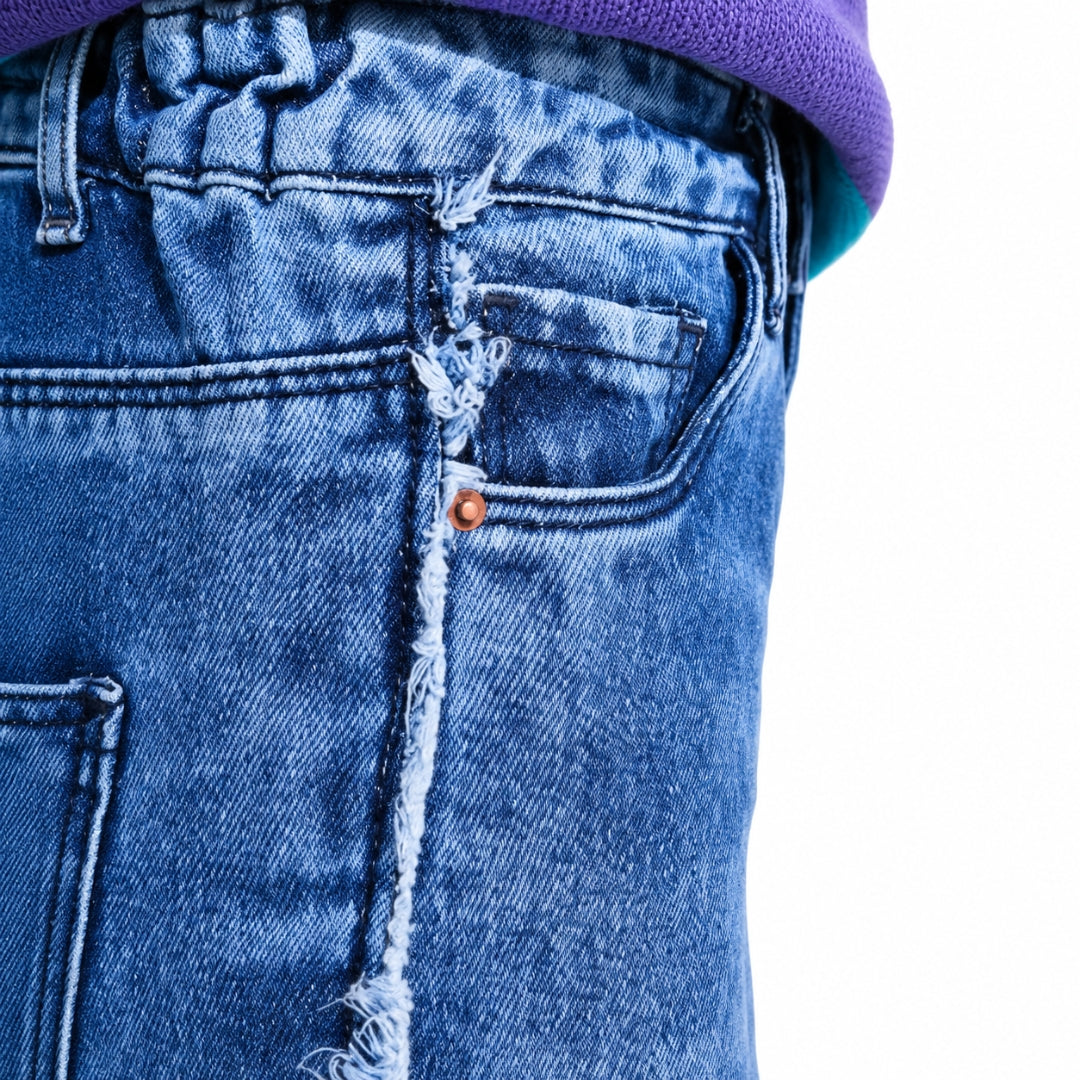 DX Blue Wide Leg Denim Pants for Girls