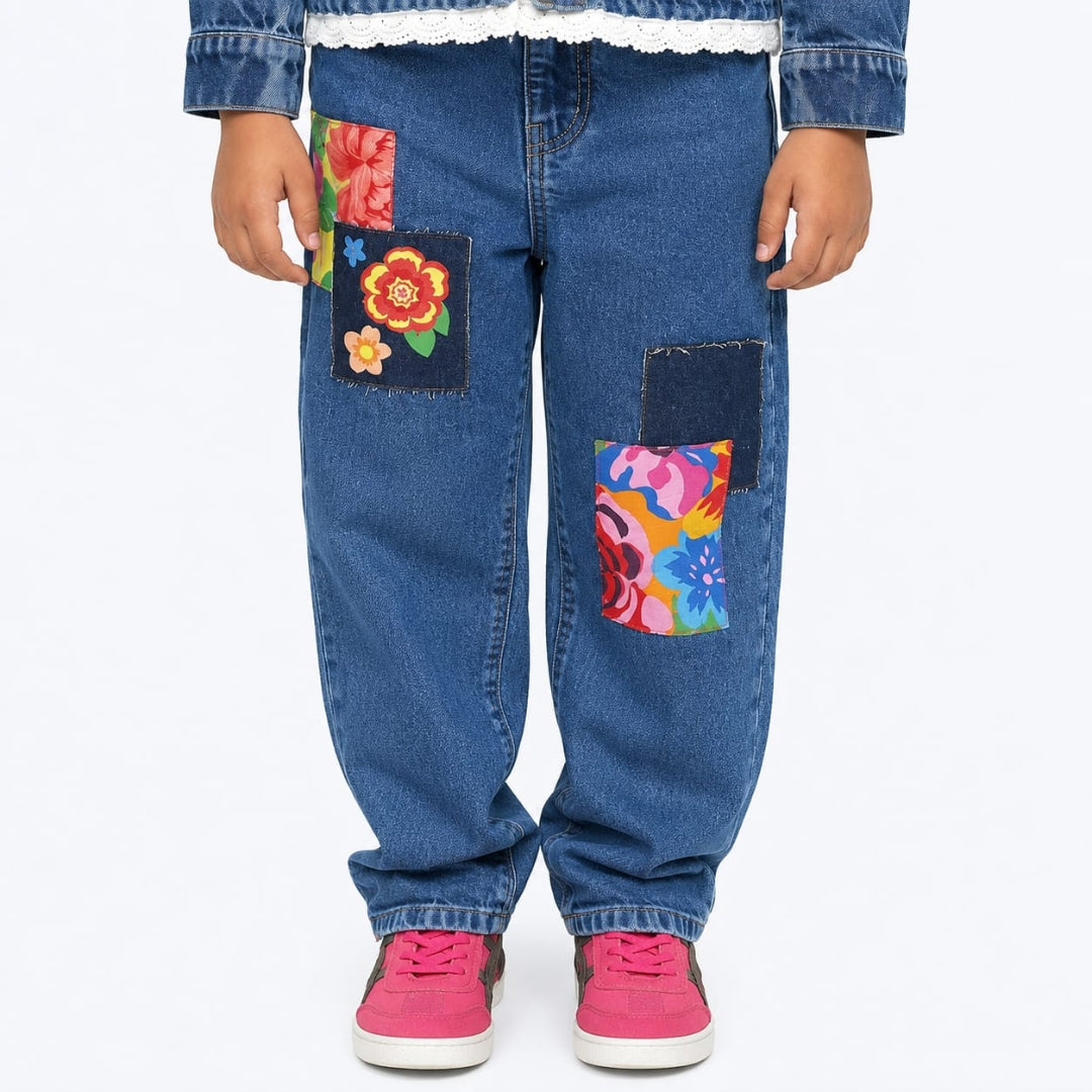 Girls DX Blue Classic Straight-Leg Denim Pants