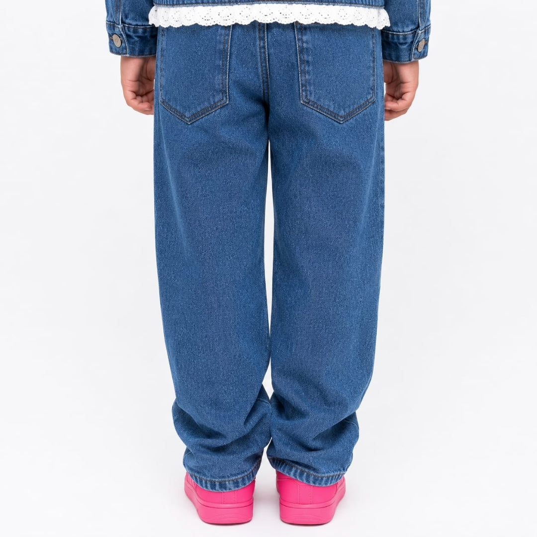 Girls DX Blue Classic Straight-Leg Denim Pants