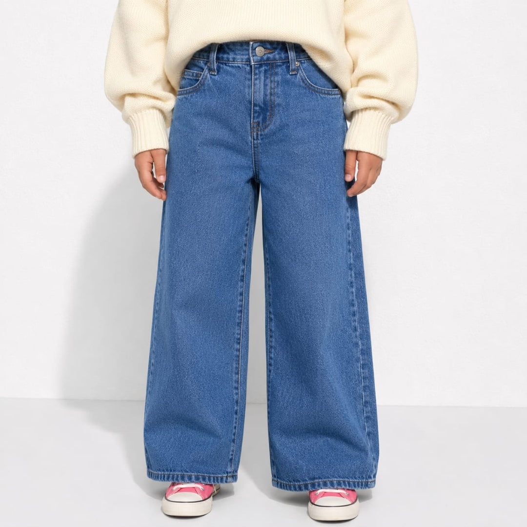 Girls DX Blue Embroidered Detail Denim Pants