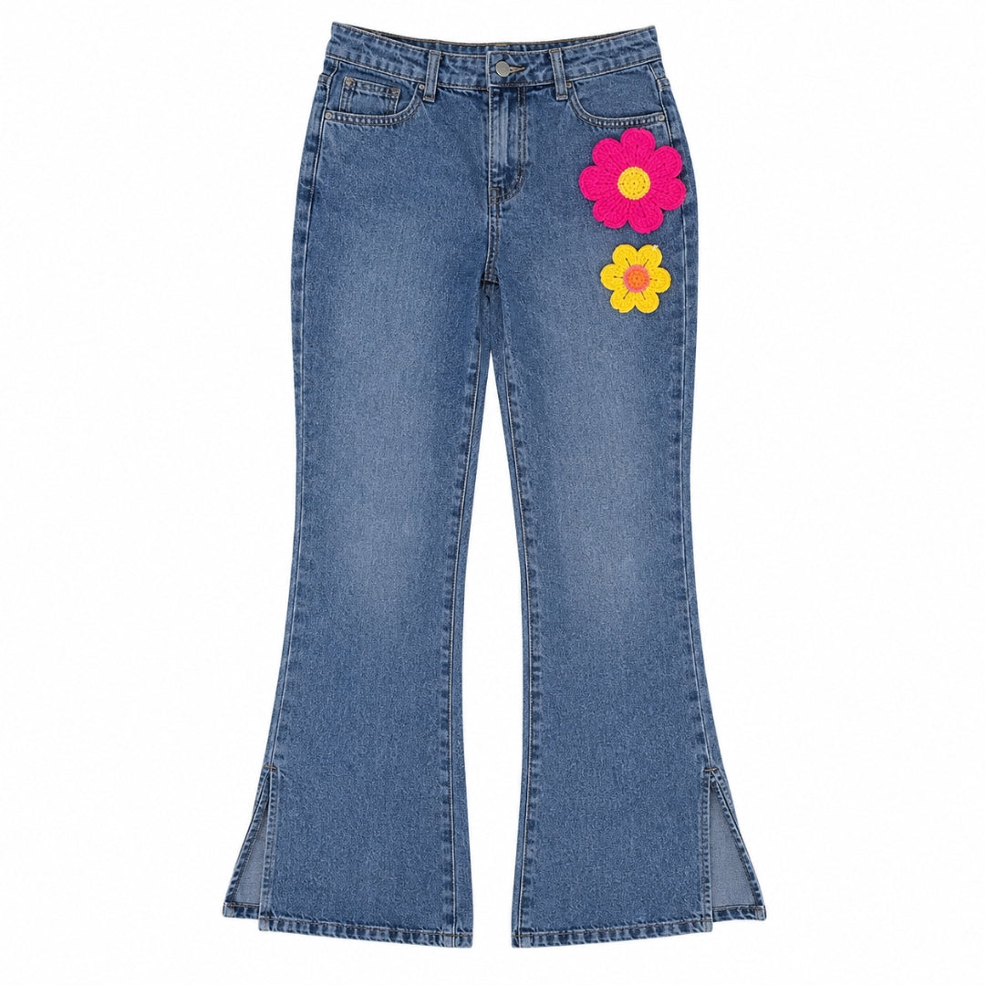 DX Blue Straight Fit Denim Pants for Girls