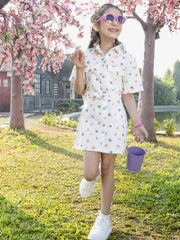 Girls Printed Woven Half Sleeve Regular Fit Casual Dress
