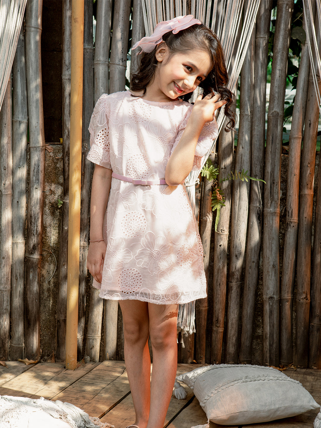 Girls Embroidered Woven Sleeveless A-Line Dress