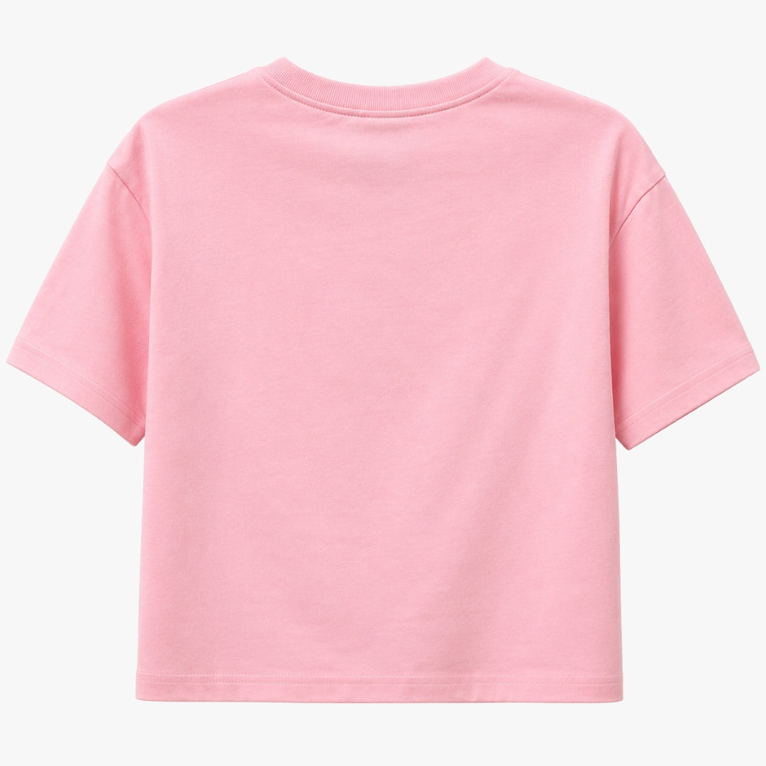 Girls Soft Pink Embellished Cotton Knit Top