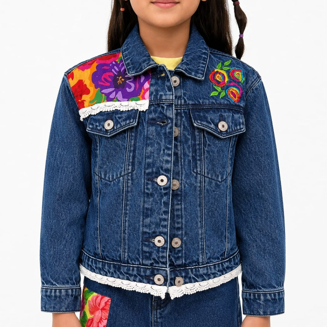 Girls DX Blue Classic Full-Sleeve Denim Jacket