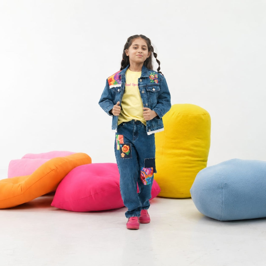 Girls DX Blue Classic Full-Sleeve Denim Jacket