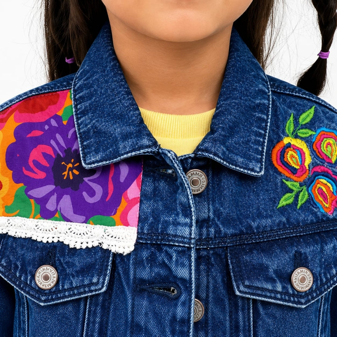 Girls DX Blue Classic Full-Sleeve Denim Jacket