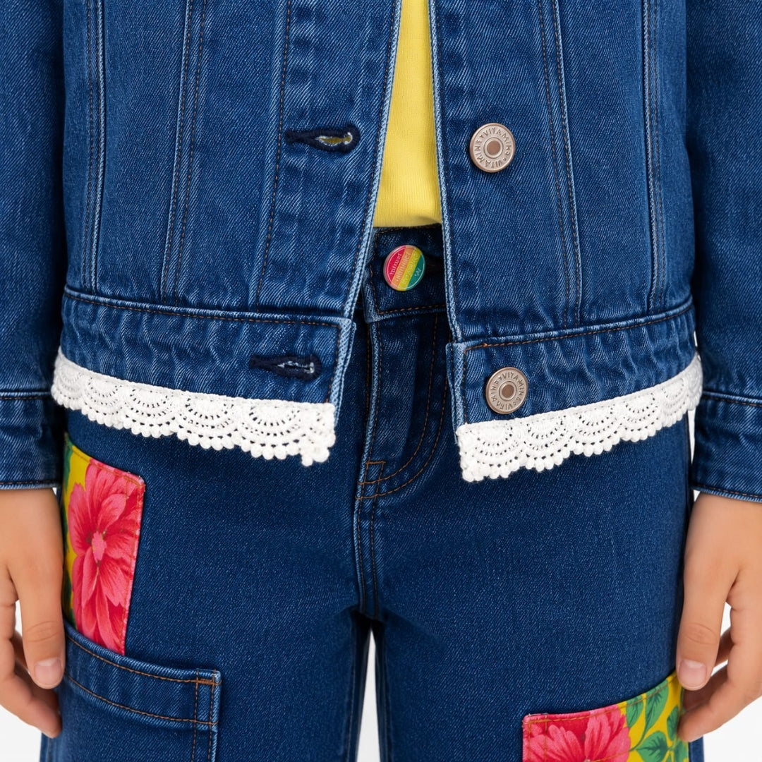 Girls DX Blue Classic Full-Sleeve Denim Jacket