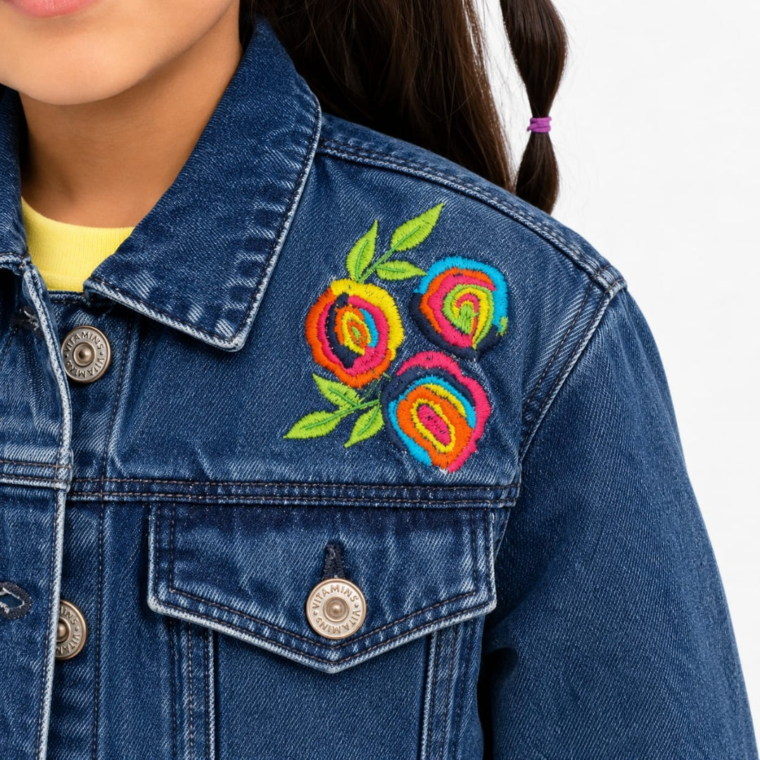 Girls DX Blue Classic Full-Sleeve Denim Jacket