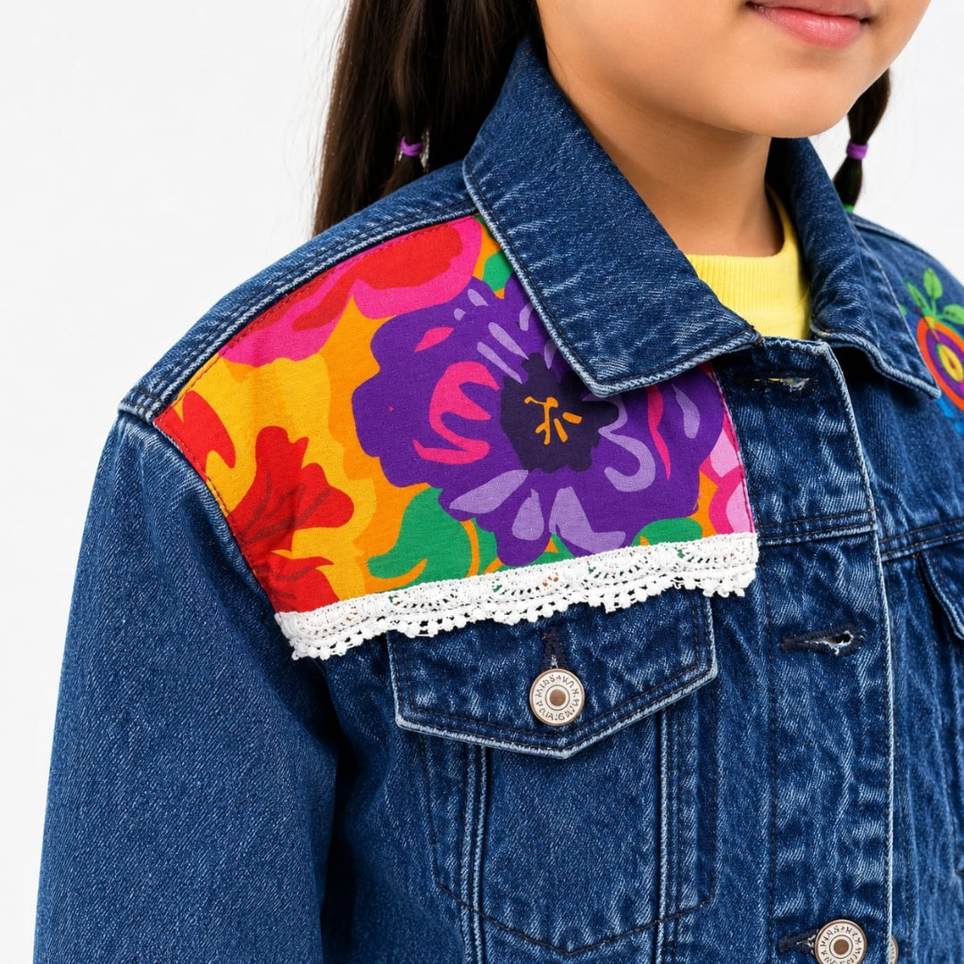 Girls DX Blue Classic Full-Sleeve Denim Jacket