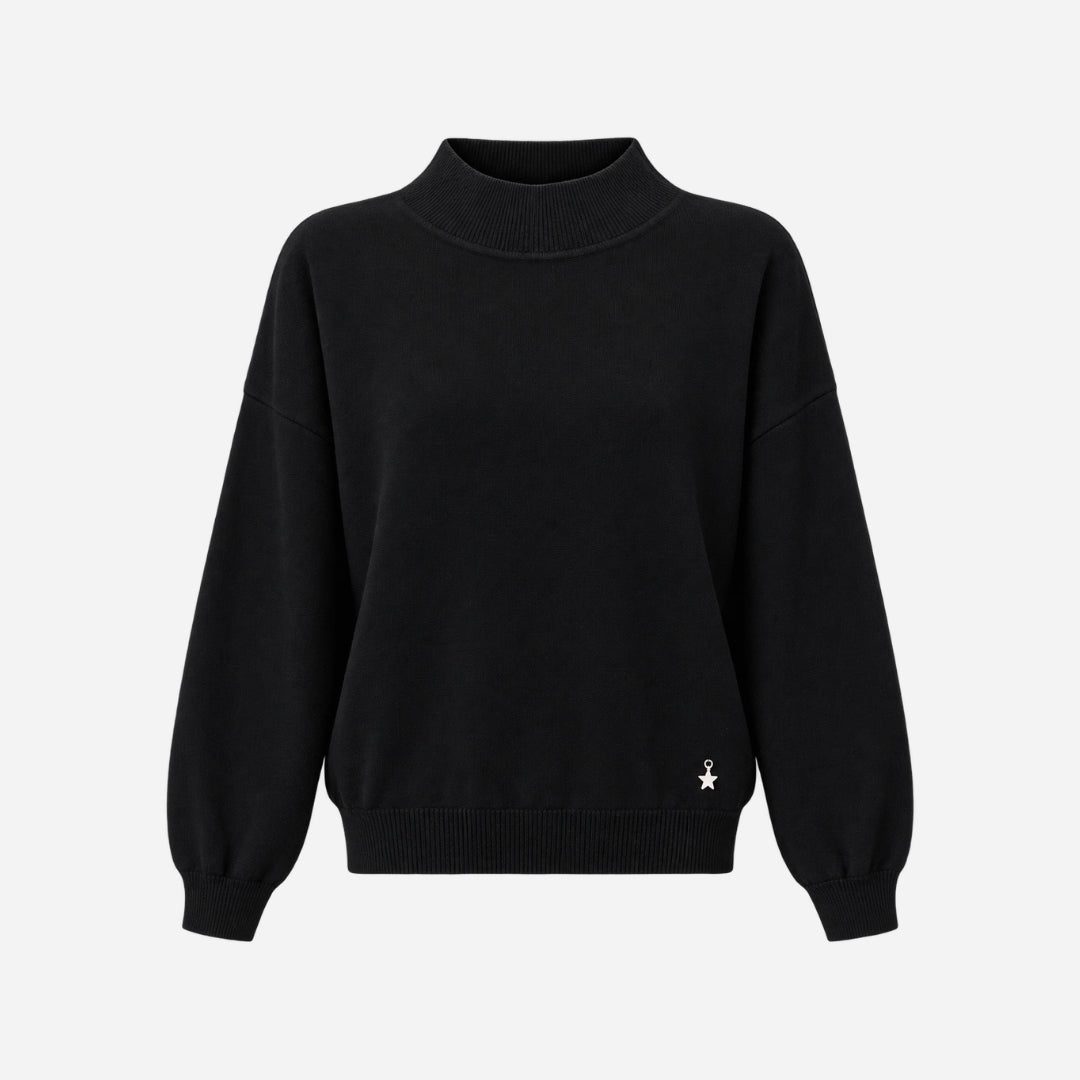 Vitamins Girls High Neck Flat Knit Top Black