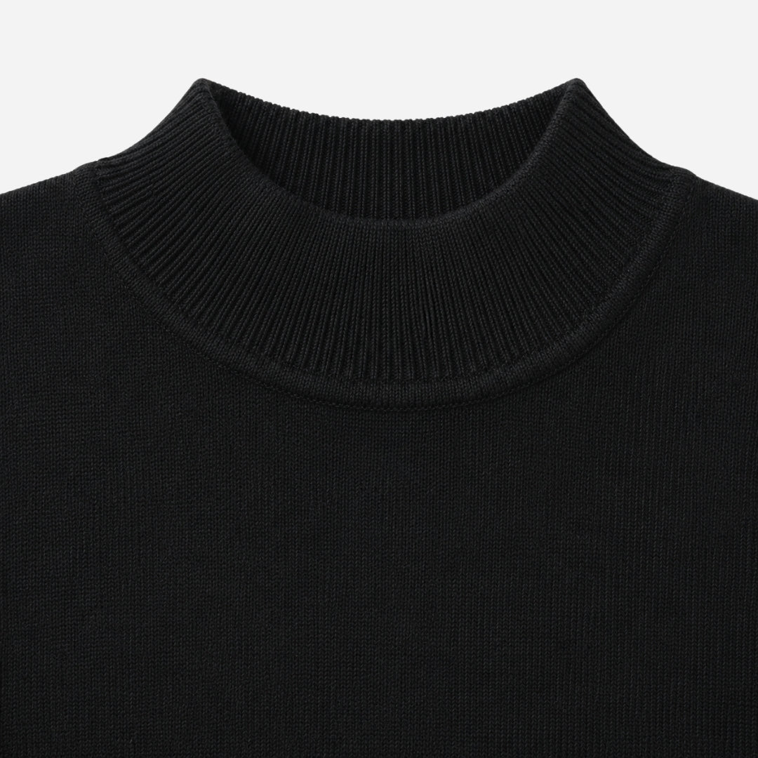 Vitamins Girls High Neck Flat Knit Top Black