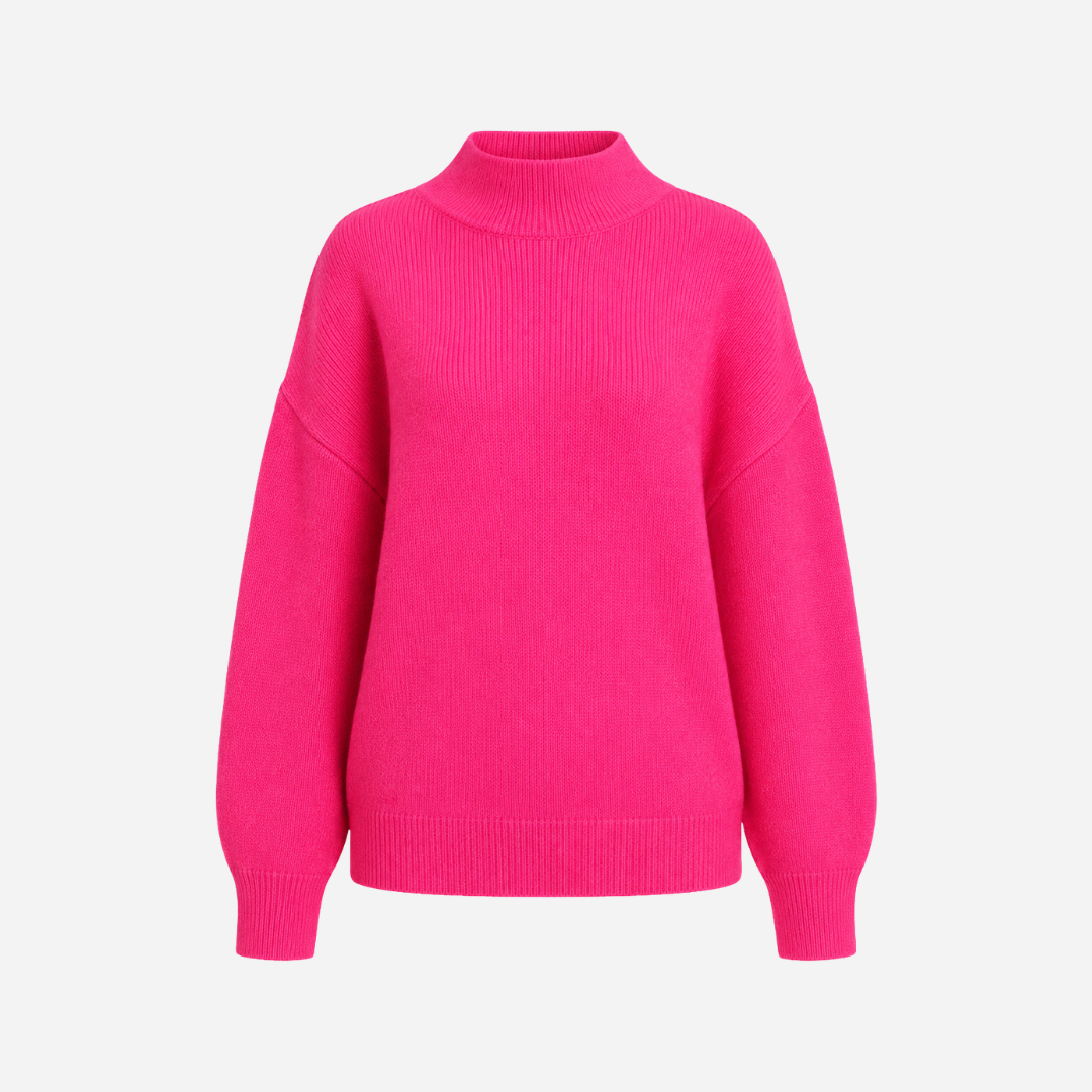 Vitamins Girls High Neck Flat Knit Top Poppy Pink
