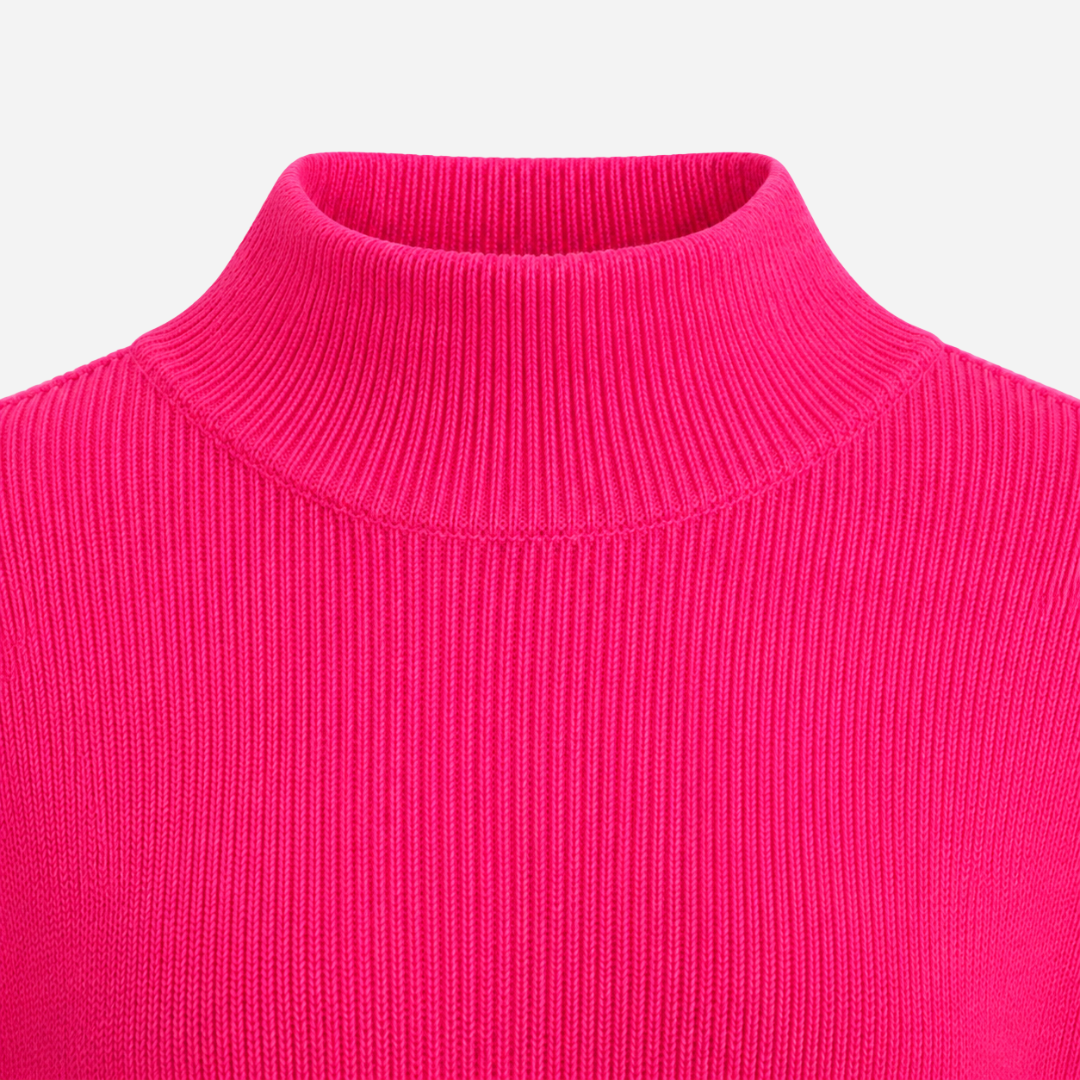 Vitamins Girls High Neck Flat Knit Top Poppy Pink