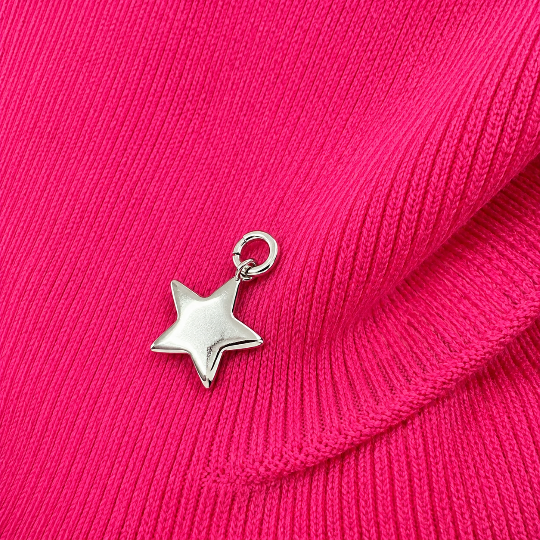 Vitamins Girls High Neck Flat Knit Top Poppy Pink