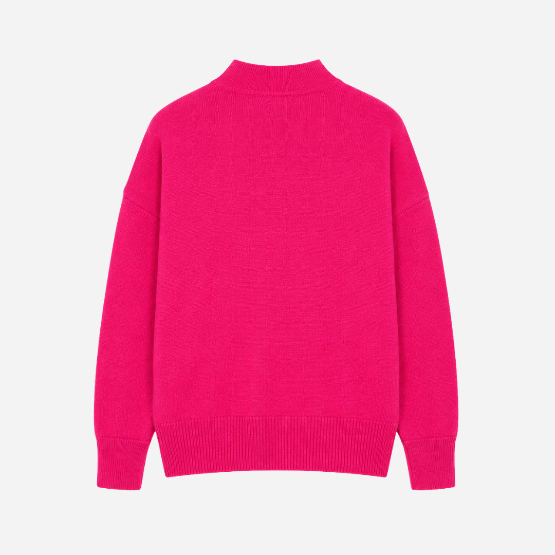 Vitamins Girls High Neck Flat Knit Top Poppy Pink