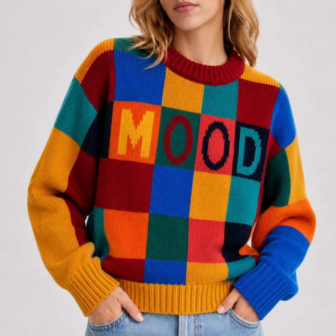 Vitamins Girls Checks Sweater Gold Fusion