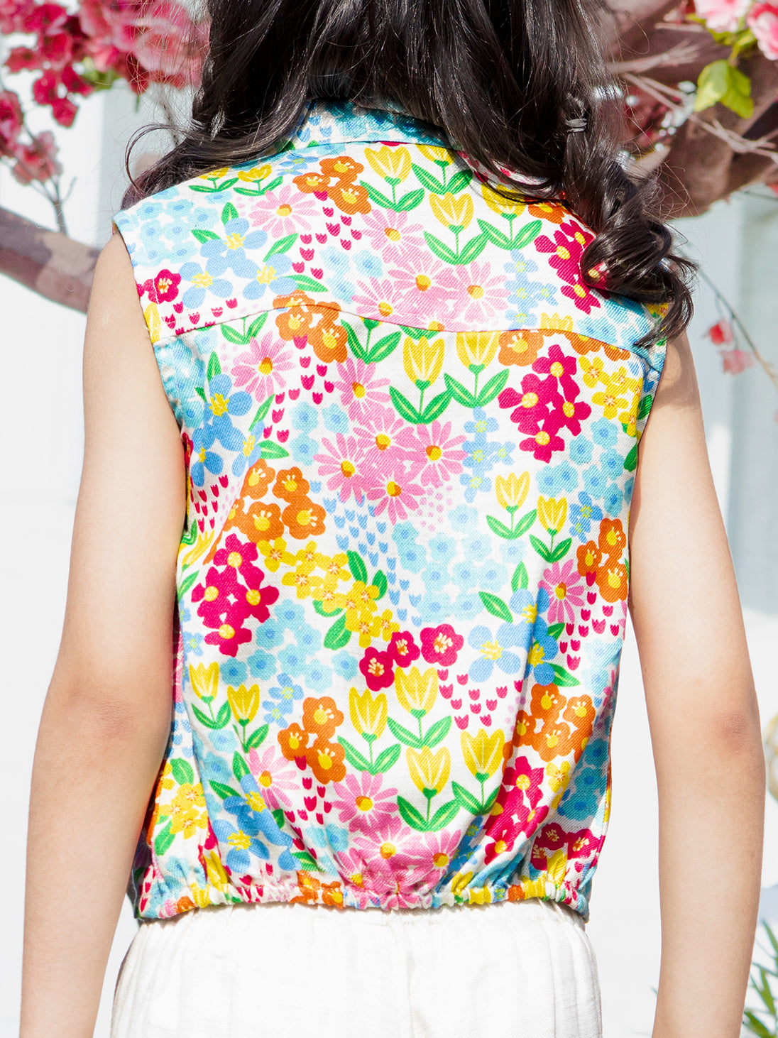 Girls Printed Woven Balloon Fit Sleeveless Top