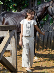 Girls Embroidered Woven Regular Fit Casual Cord Set