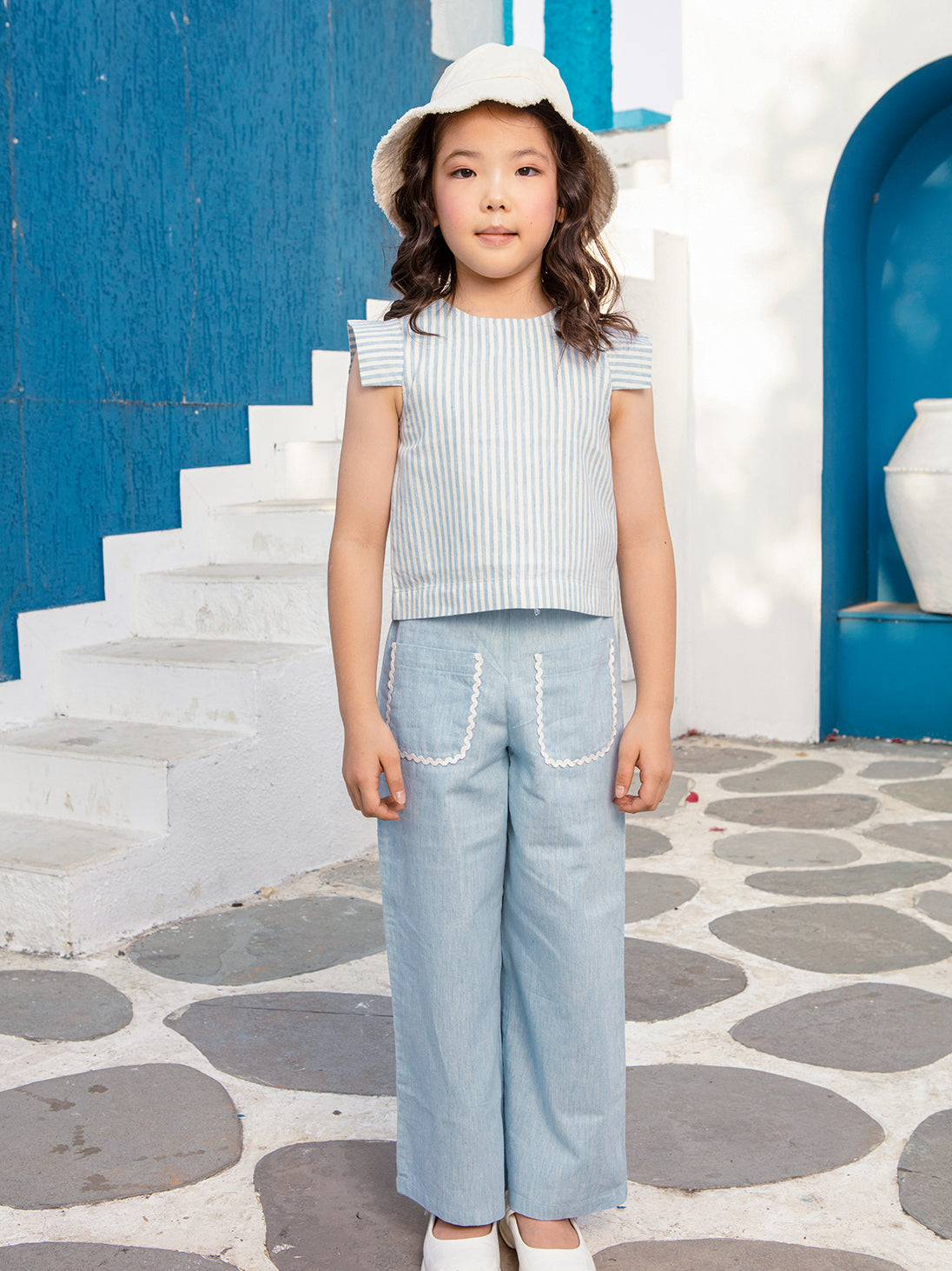 Girls Striped Woven Regular Fit Casual Cord Set