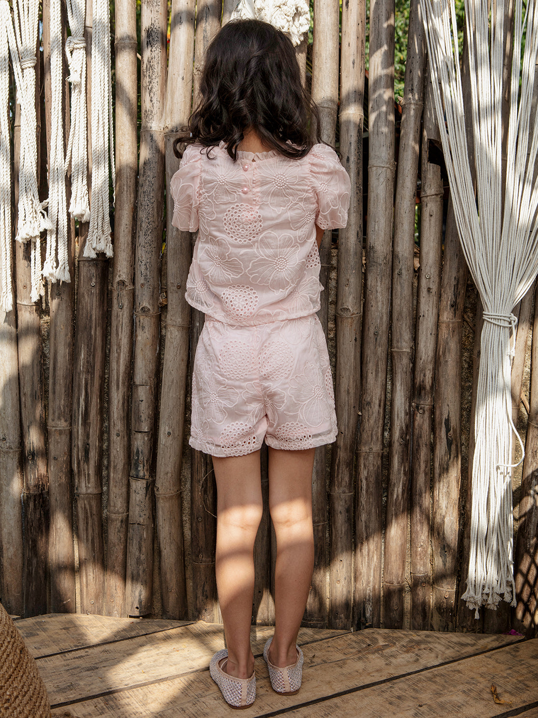 Girls Embroidered Woven Regular Fit Semi-Casual Cord Set