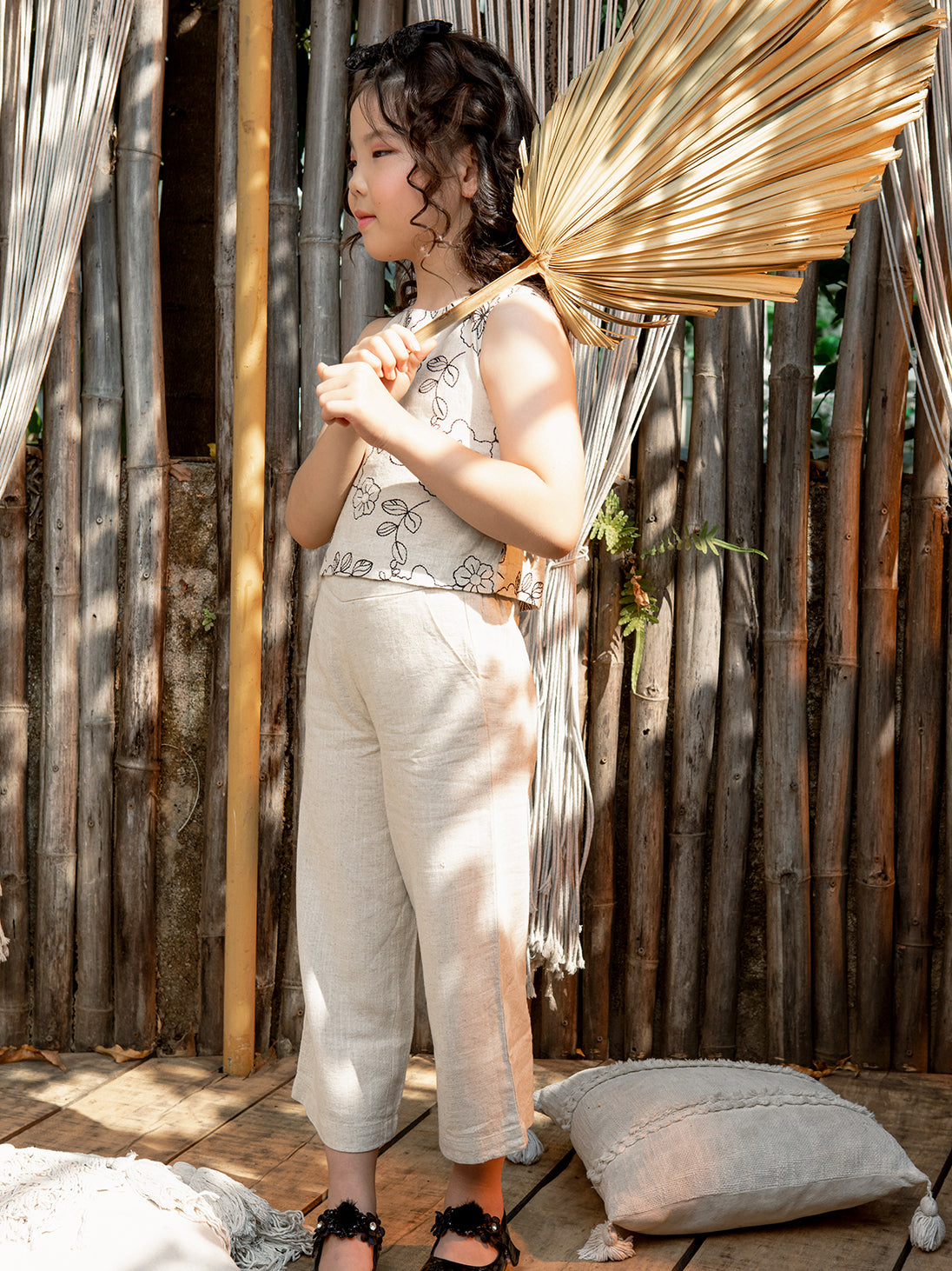 Girls Embroidered Woven Regular Fit Cord Set