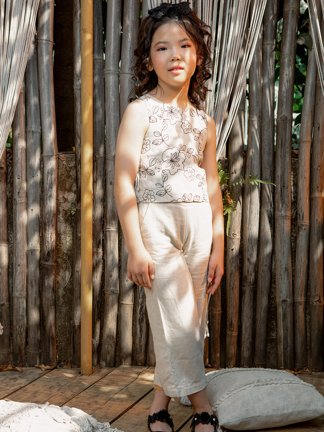 Girls Floral Embroidered Sleeveless Top