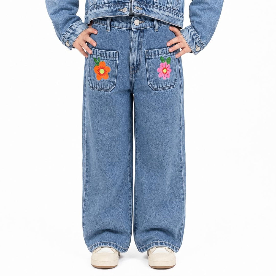 Vitamins Girls Denim Cord Bottom Stone Blue