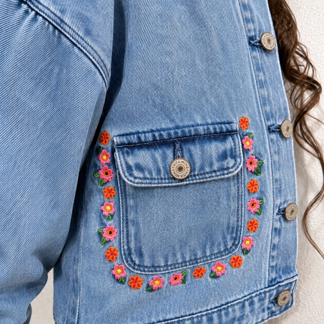 Vitamins Girls Denim Cord Top Stone Blue