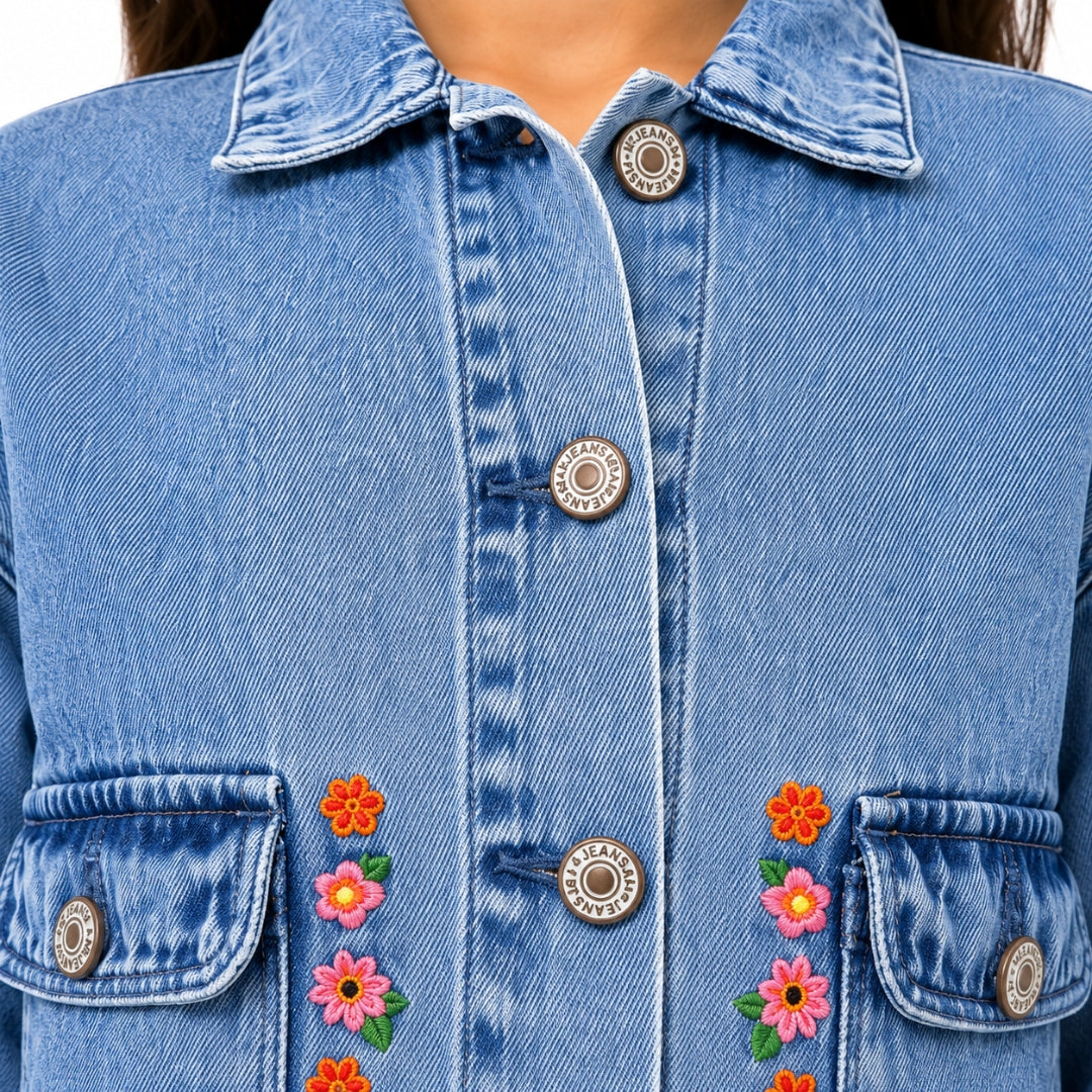 Vitamins Girls Denim Cord Top Stone Blue
