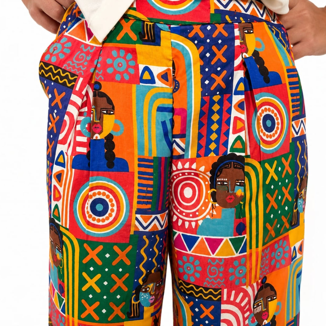 Printed Cord Bottom for Girls Winter White