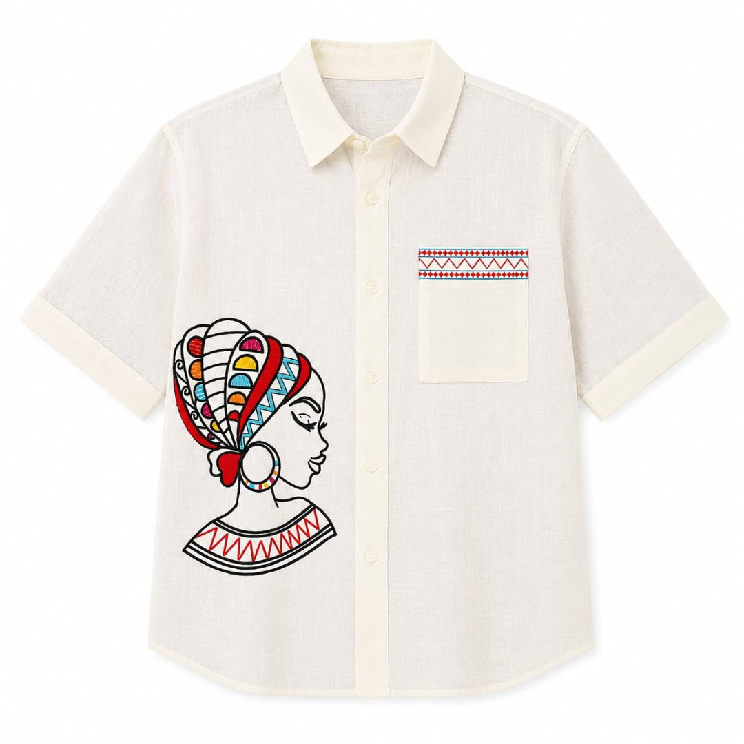 Printed Cord Top for Girls Winter White