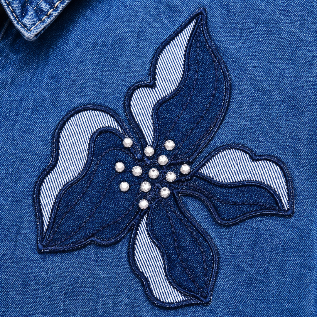 Girls Embroidered Cord Top Dx Blue by Vitamins
