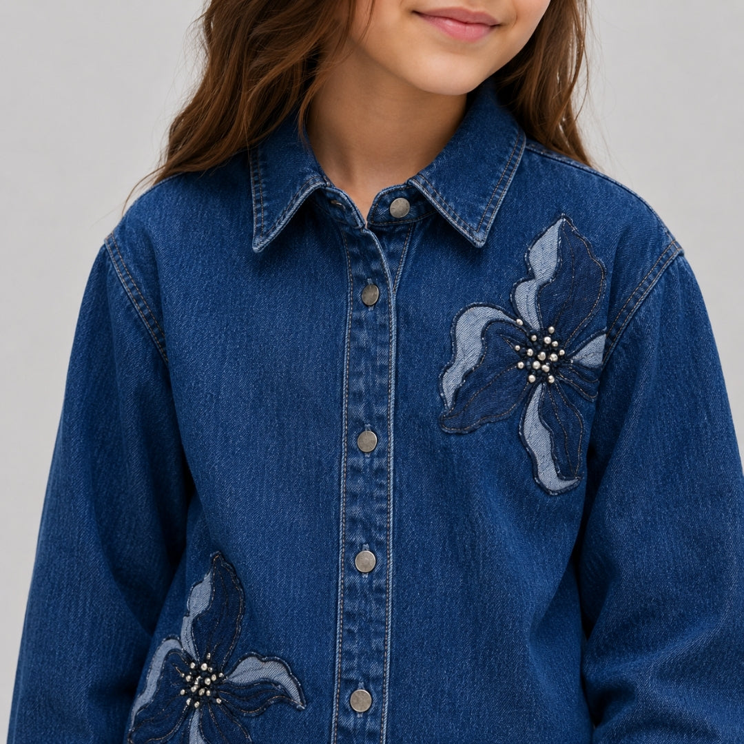 Girls Embroidered Cord Top Dx Blue by Vitamins