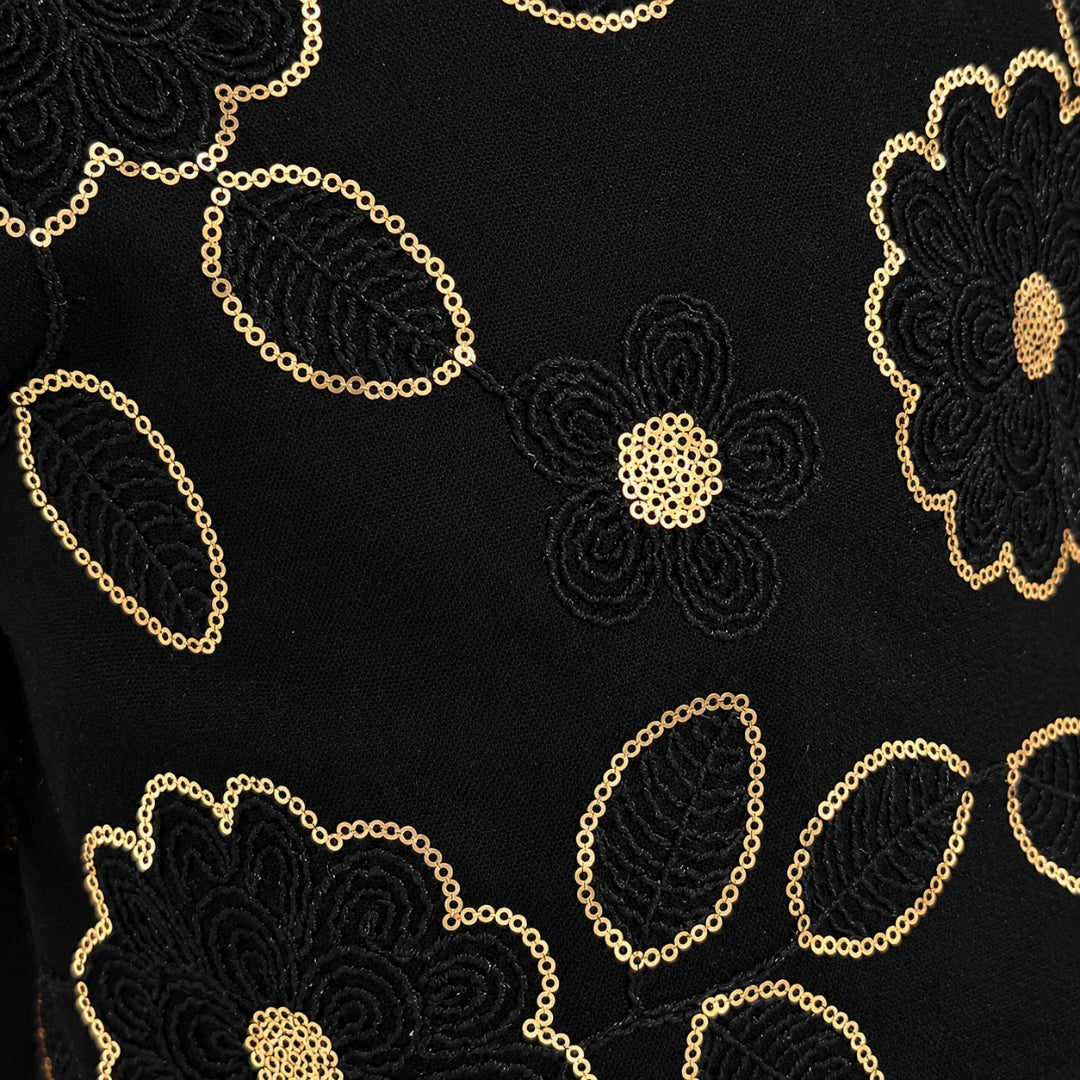Embroidered Cord Top for Girls Black