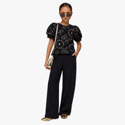 Embroidered Cord Bottom for Girls Black