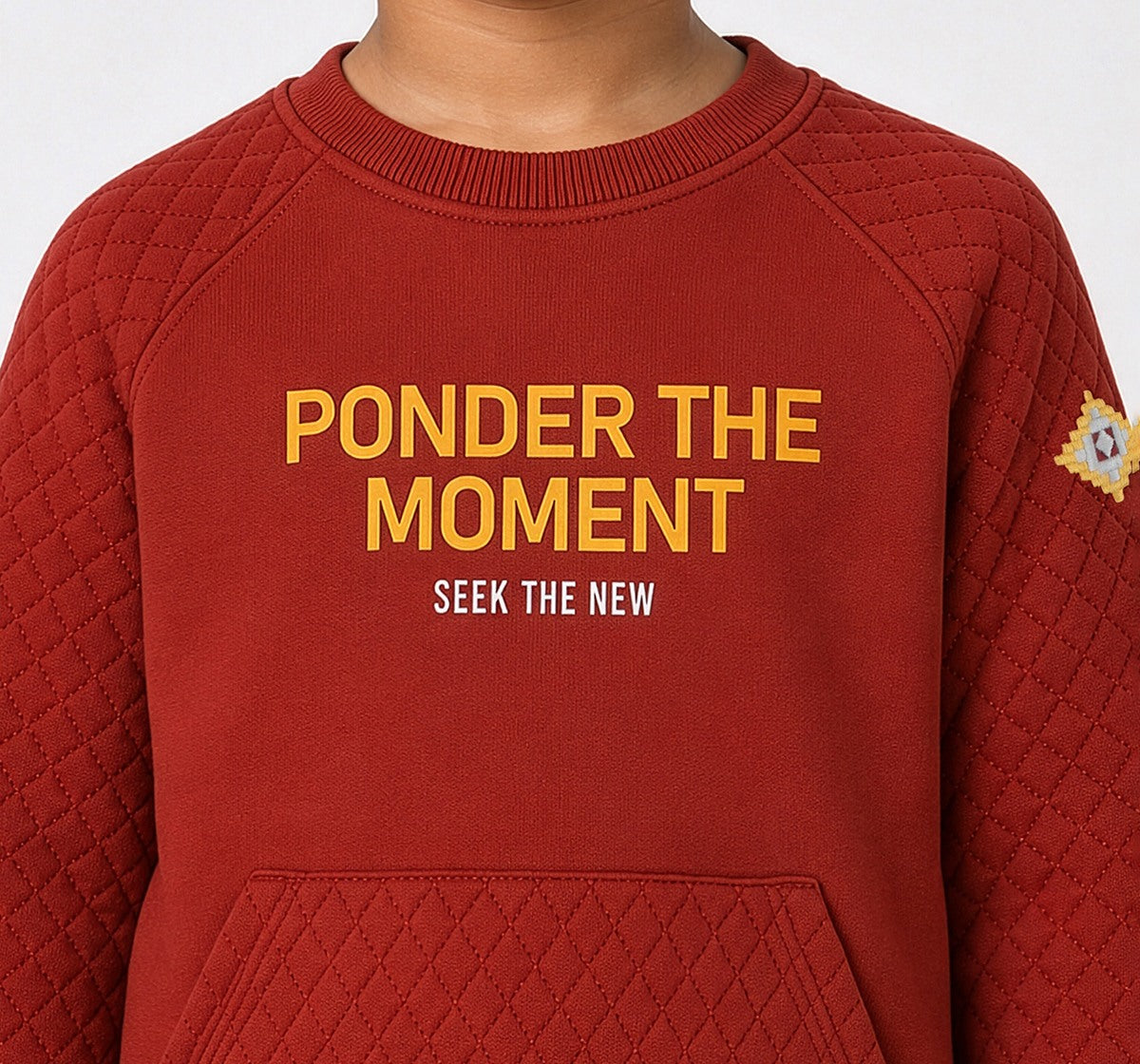 Sweatshirt Withquilting Details On Pocket Rust