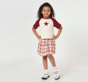 Girls Cranberry Ribbed Raglan Sleeve T-Shirt