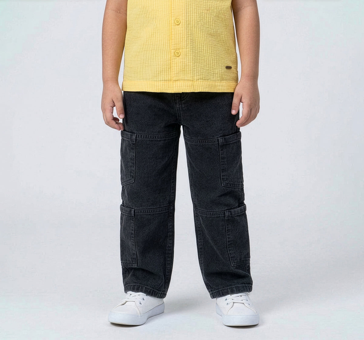 Cargo Denim Bottom Black Regular Fit