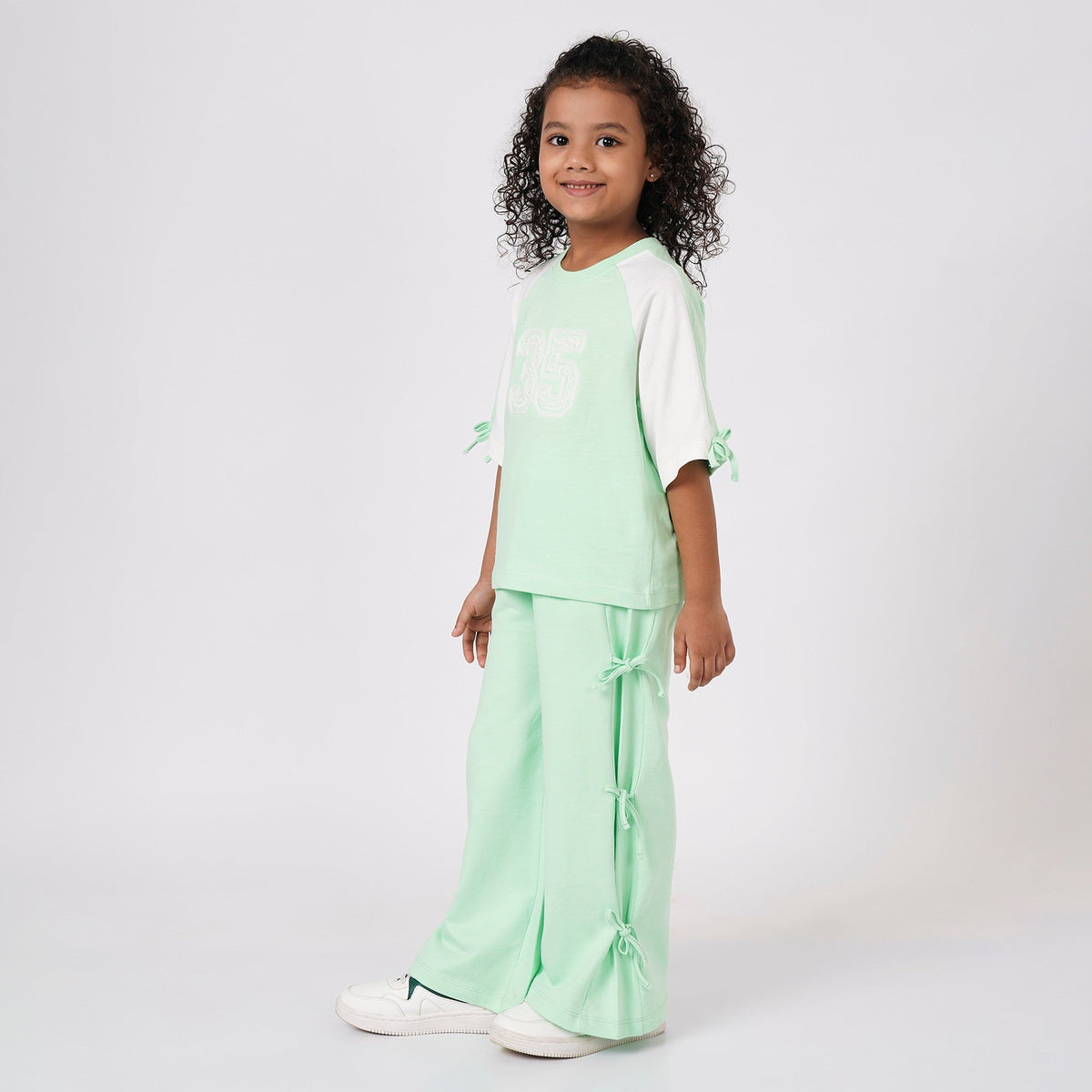 Knit Set with Bow Tie Up Detail Green