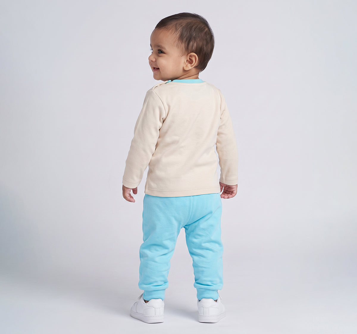 Embroidered Tee & Knee Patch Joggers Set Off-White