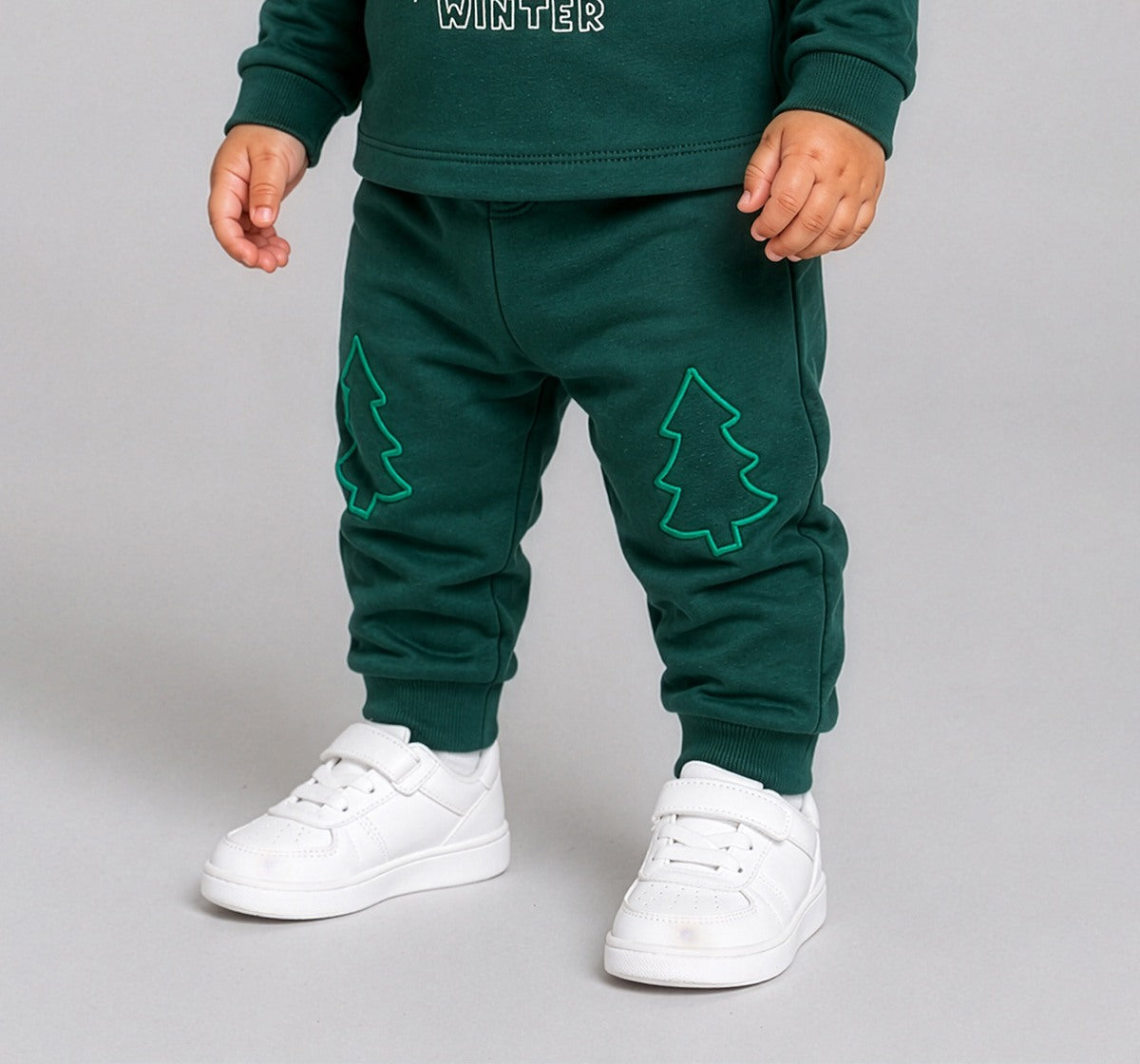 Knit Joggers with Knee Patches Green