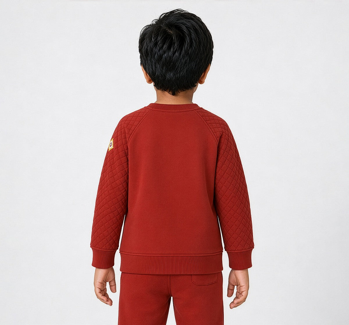 Sweatshirt Withquilting Details On Pocket Rust