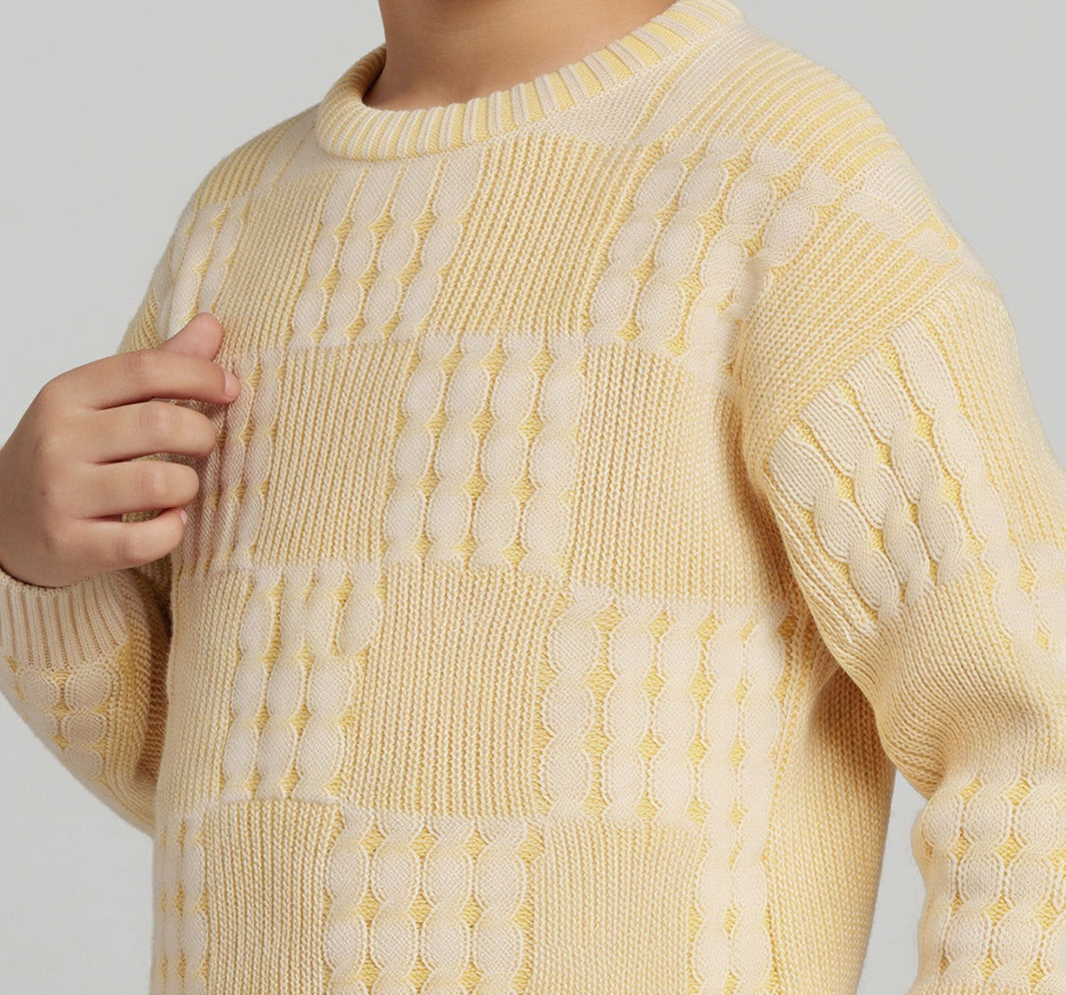 Flat Knit Cabling Sweater Yellow